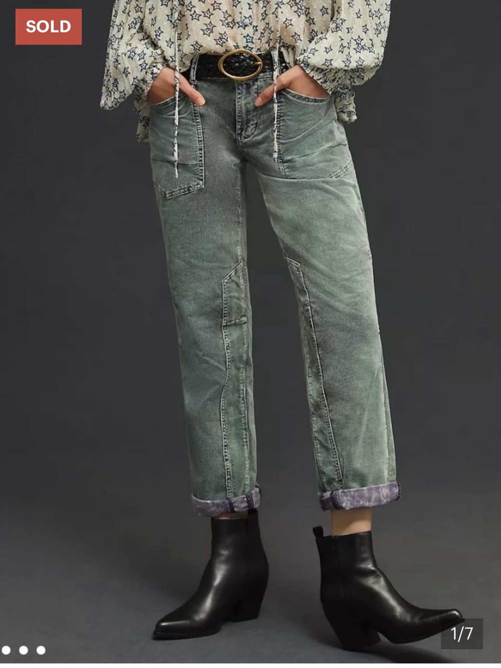 Pilcro Straight-Leg Green Corduroy Pants